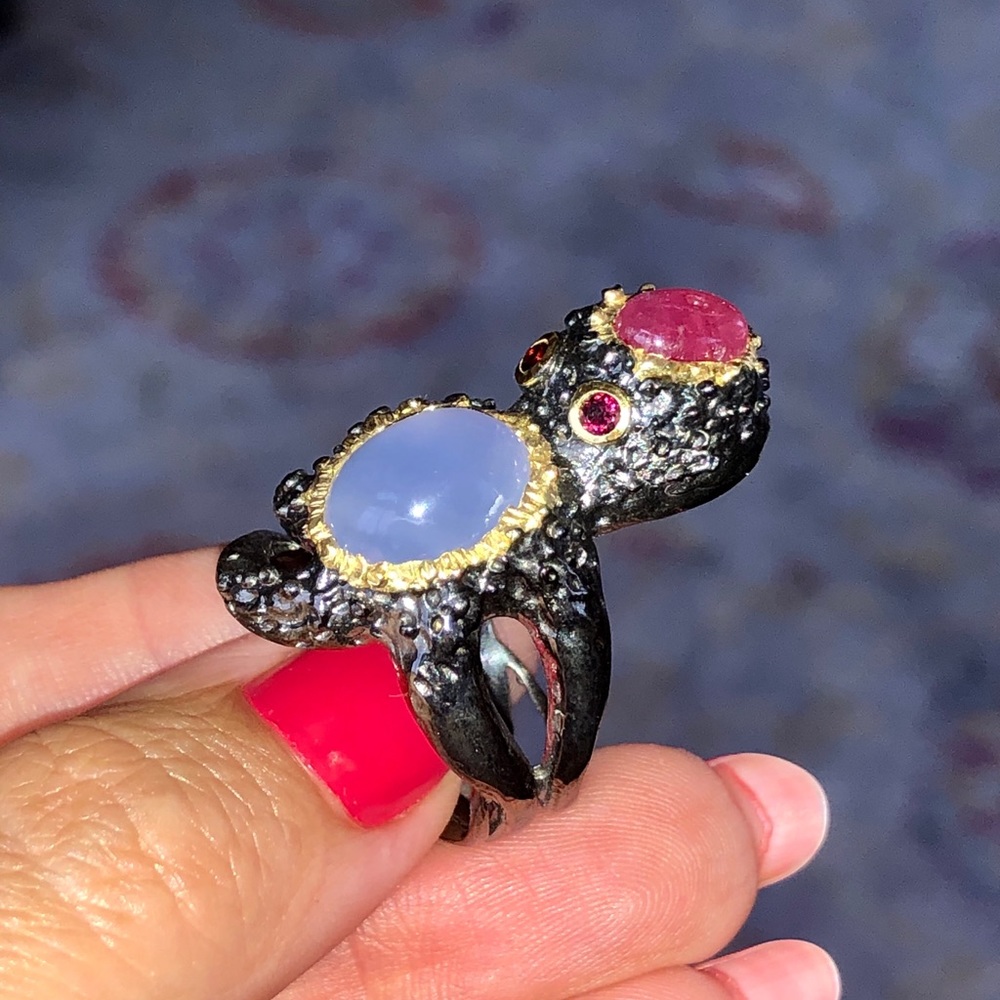 Genuine Chalcedony Ruby Sterling Silver Ring - image 7